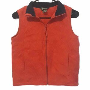 L.L. Bean Kids Orange Fleece Sleeveless Front Pockets Full Zip Vest Size 10/12